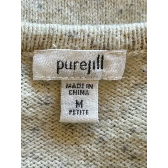 Pure J Jill Fleckd Beige Wool Sweater Sz M Petite Boho Asymmetric Slit Lagenlook - Picture 7 of 10